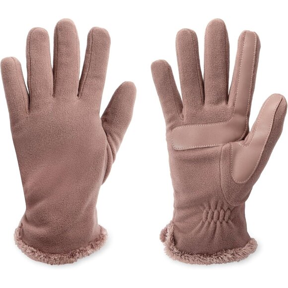 Women's Taupe Comfortable Stretch Fleece Lining Microluxe Cold Weather Gloves - Picture 5 of 6